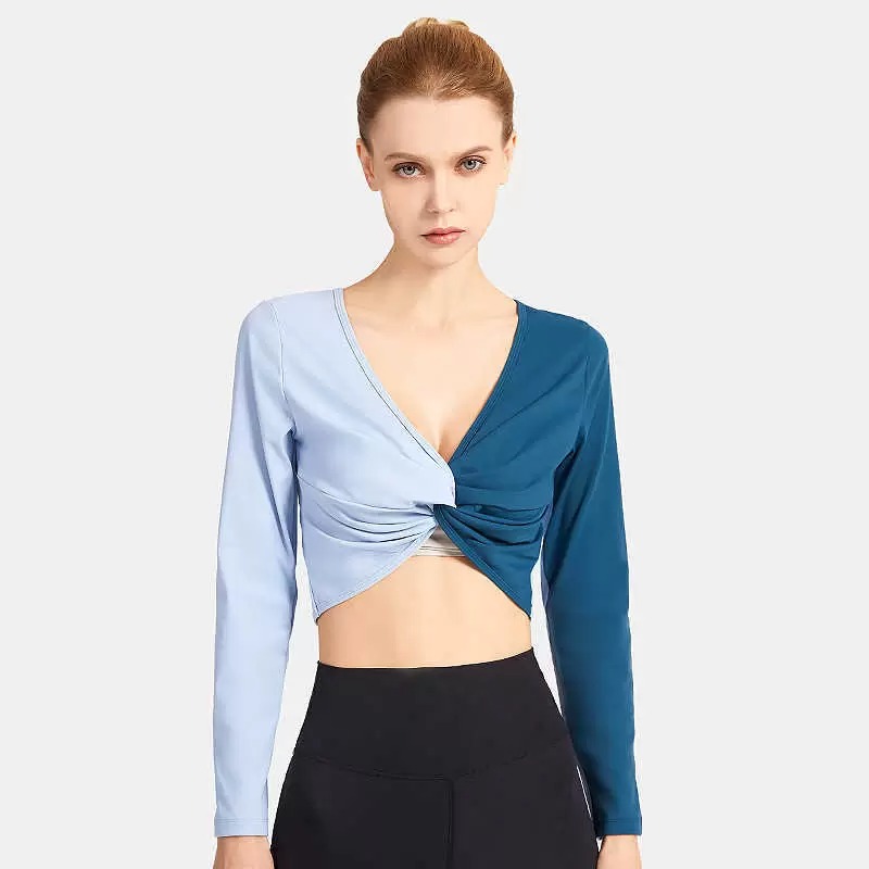 

Women Double Sided Tops Fashion Patchwork Kink Fitness Suit Long Sleeve Female Yoga Suit Slim Back Outdoor Exercise Running Shirt Sports, I need see other product