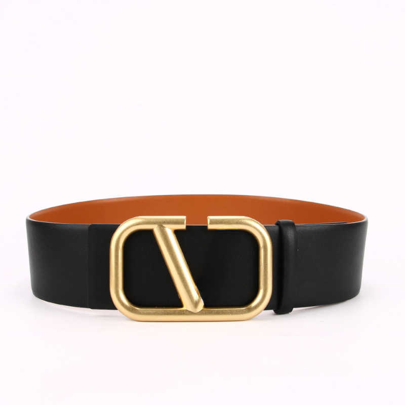 

2022 Top Quality 7.0 double sided V Signature Designer belt Classic luxury wide girdle for girl party Genuine Leather black orange waistband wholesale, Silver