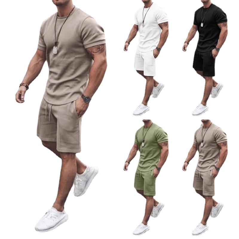 

Men's Tracksuits Men's Summer Short Sleeve Shorts Suit Sports And Leisure SuitMen's, Black