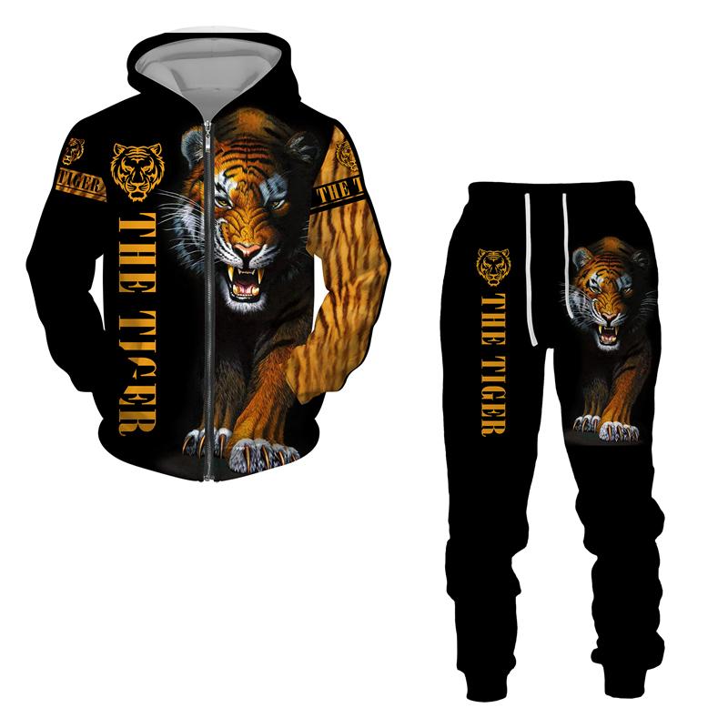 

Men' Tracksuits The Tiger 3D Printed Man Hooded Sweatshirt Pants Set Spring Autumn Casual Zipper Hoodies Fashion Jacket Clothing Tracksuit, 14143