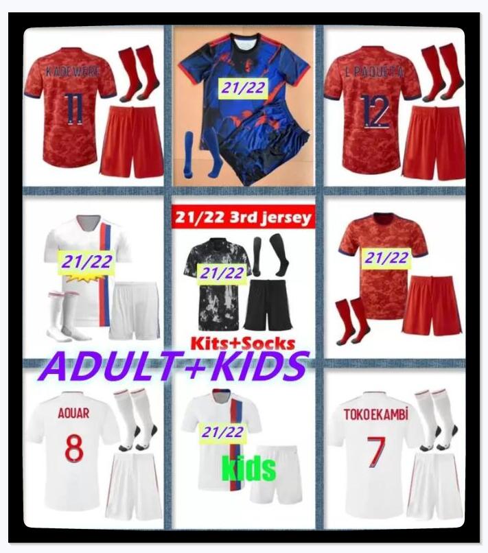 

men kids kit Maillot Lyon 21 22 Lyonnais Soccer Jersey 2021 2022 OL TRAORE MEMPHIS BRUNO G football shirts, 21/22 adult+kids