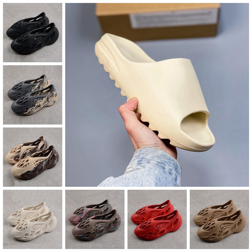 

2022 new designer sandals slippers mens women kids slides slippers Enflame Orange Pure Cream Clay Sulfur Foam Slide Runr Ochre Vermilion luxury sandals with box, Color:3