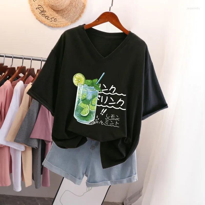 

Women's Plus Size T-Shirt 6XL 150kg Women Cotton Large Cartoon Harajuku Short Sleeve V Neck Oversized T-shirtWomen's Jasp22, Beige