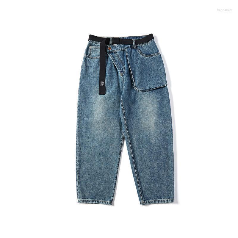 

Men' Jeans Japanese Original Diagonal Buckle Three-dimensional Large Pocket Baggy MenMen' Bert22, Red