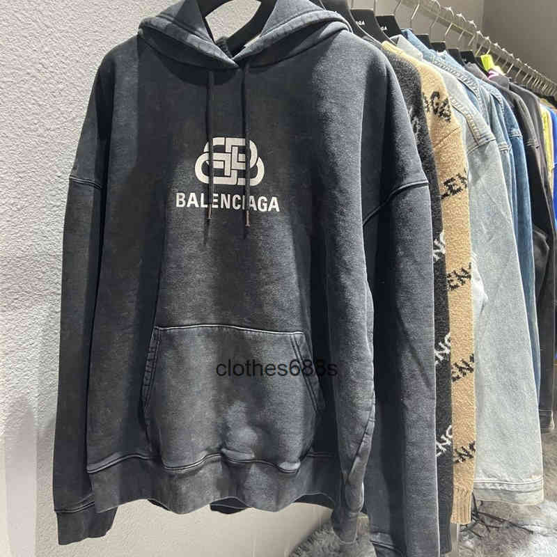 

designer Hoodies Balencaiga'sss Mens sweaters Original Paris autumn and winter lock washing used couple loose large for men women, Purple