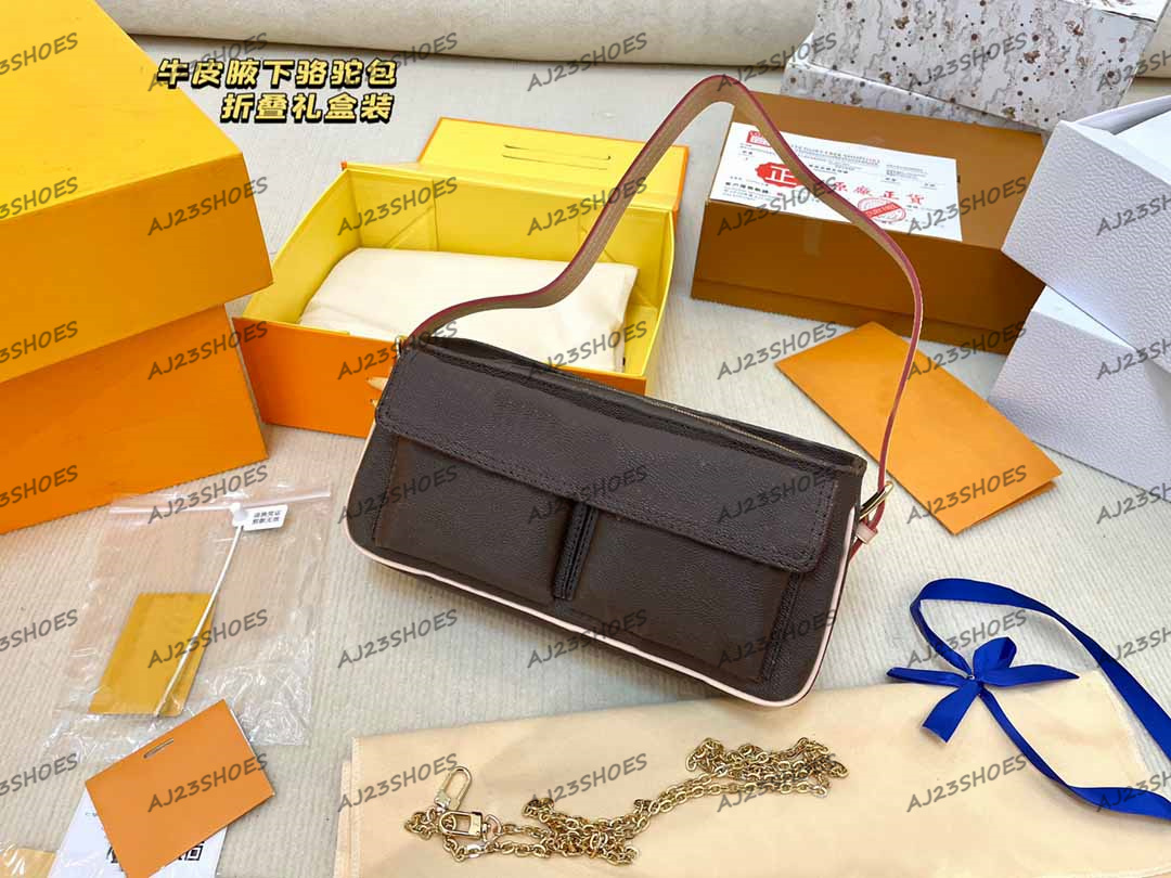 

Vintage Hobo Double Front Poacker Design Bags Luxury Classic Handbag Monograms Leather Shoulder Bag Cross Body Wallet Purse, 01