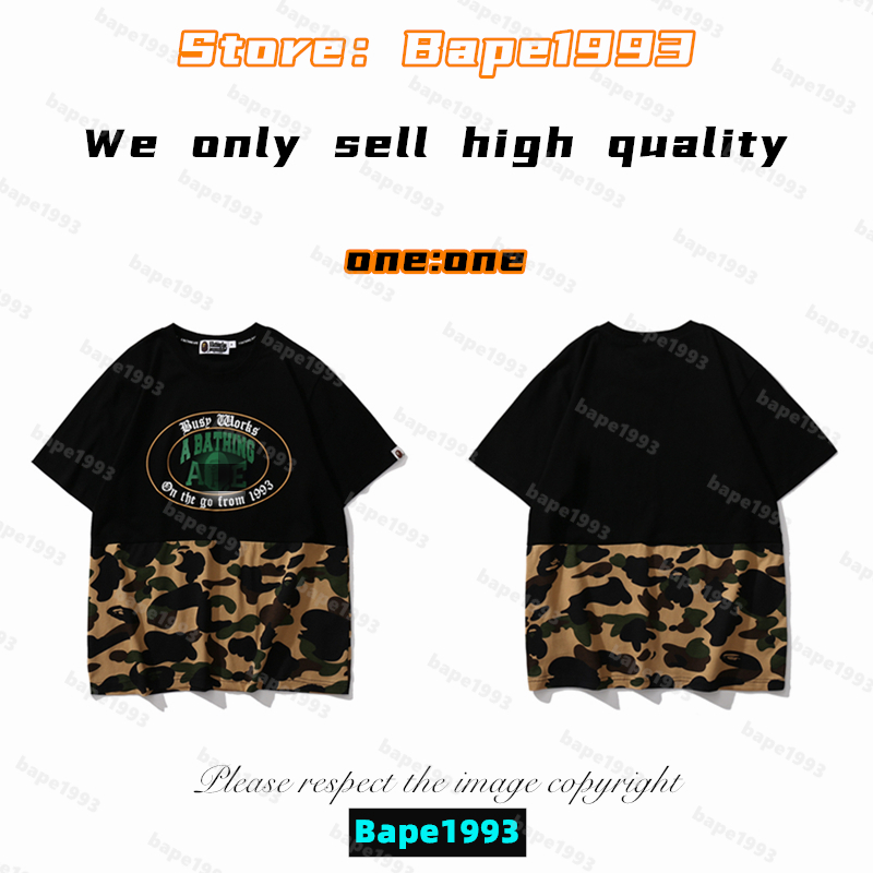 

High Quality Apes Mens T-Shirts Japan Shark ape head tshirts Galaxy spots luminous camo printing co-branded same style for men and women New Designer t shirt B1993 T9-9, 1 button