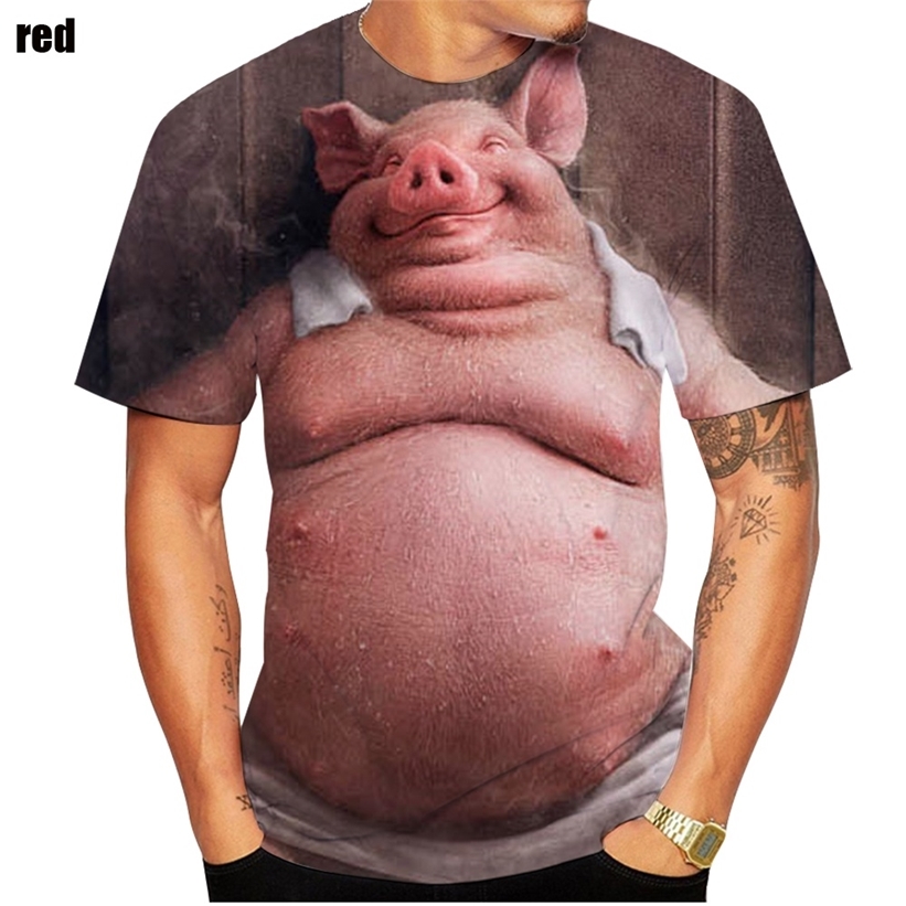 

Novelty Animal Pig 3d Printing T-shirt Funny Casual Summer -5XL 220429, Black