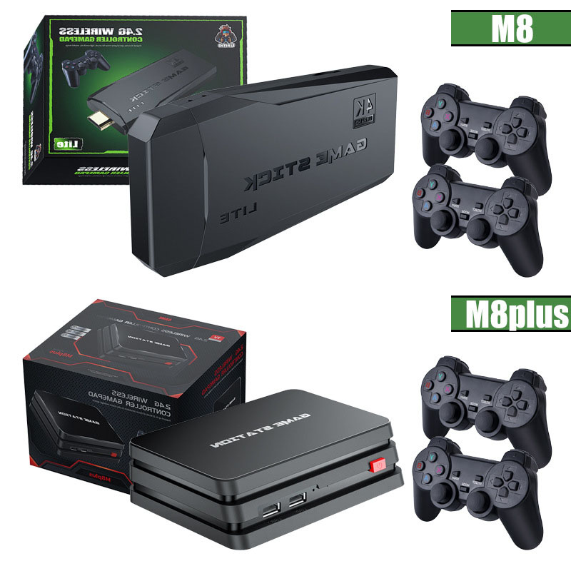 

M8 Plus and Video Game Consoles 2.4G Wireless Controller 10000 Game 64GB Retro handheld Console With Wireless Games Stick