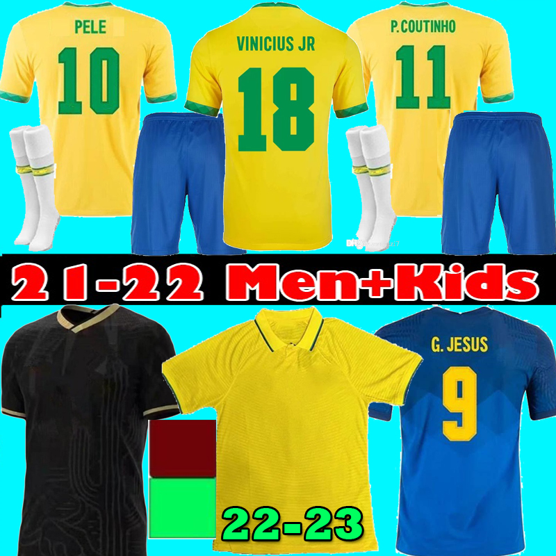 

BRASIL NERES COUTINHO soccer jersey 2021 2022 camiseta de futebol BraziLS G.JESUS VINICIUS JR 21 22 23 MARCELO football shirt Men + Kids kit set uniforms, Special edition