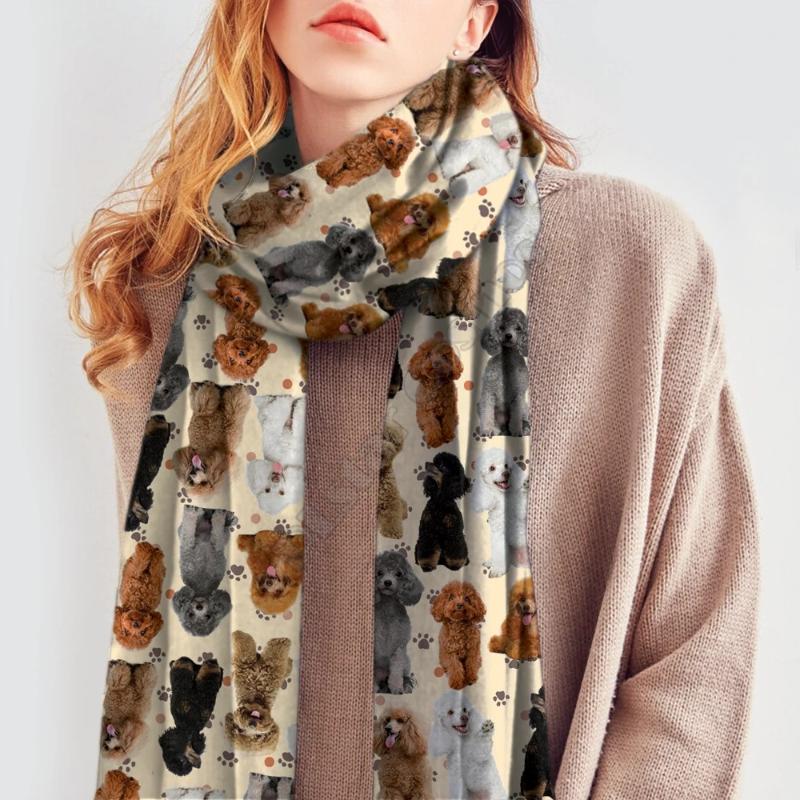 

Scarves Cute Poodle Scarf 3D Printed Imitation Cashmere Autumn And Winter Thickening Warm Funny Dog Shawl 03