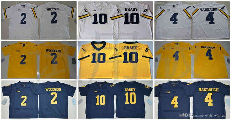 

Michigan Wolverines 4 Jim Harbaugh 10 Tom Brady 5 Jabrill Peppers 2 Charles Woodson 21 Desmond Howards Football College Jerseys Stitched, Blue