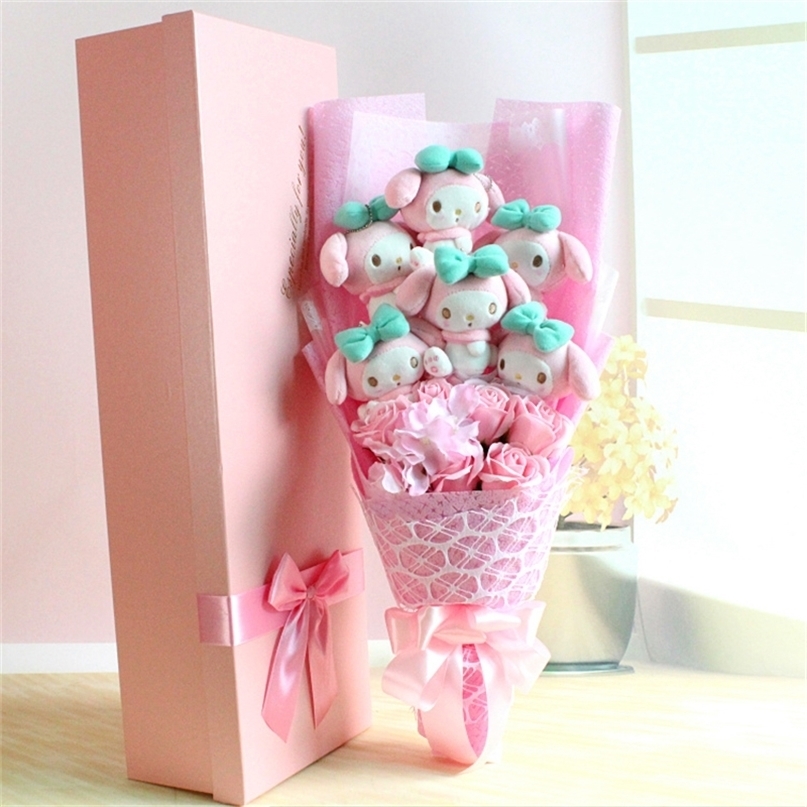 

Cartoon Rabbit Dog Plush Toy Creative Flower Bouquet Home Decoration Valentine's Day Christmas Graduation Gift 220406