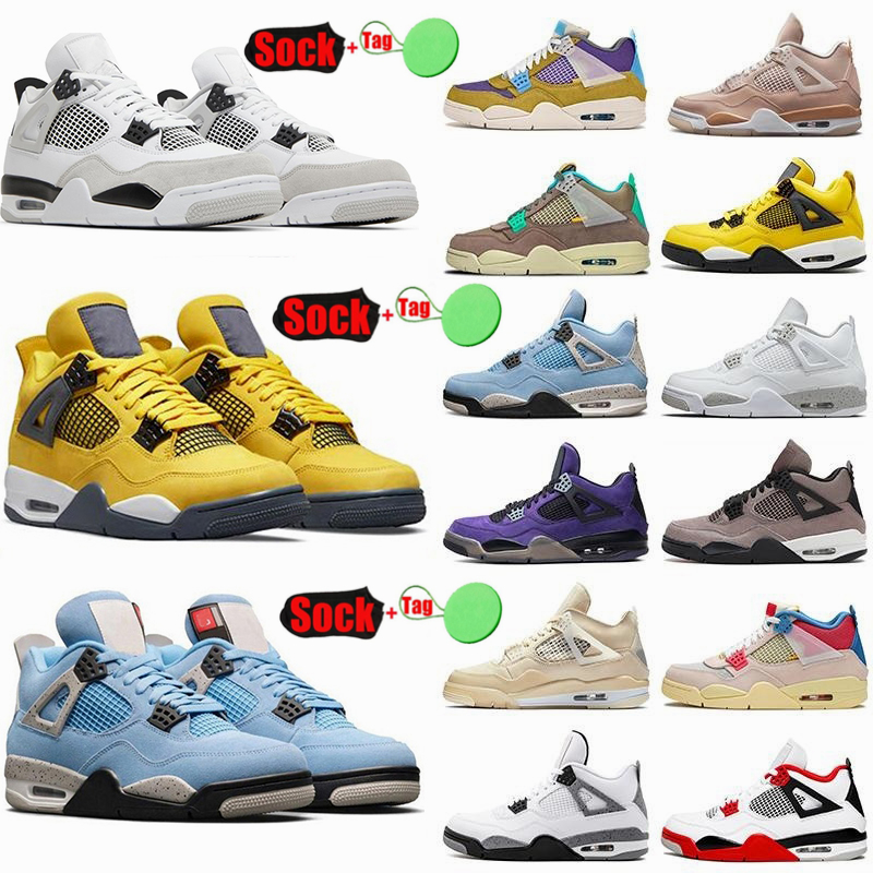 

4 Basketball Shoes 4s Lightning Oreo Military Black Cat Fire Red Thunder University Blue Sail Taupe Haze Retro Mens Sports Sneakers Womens Trainers With Box, 30