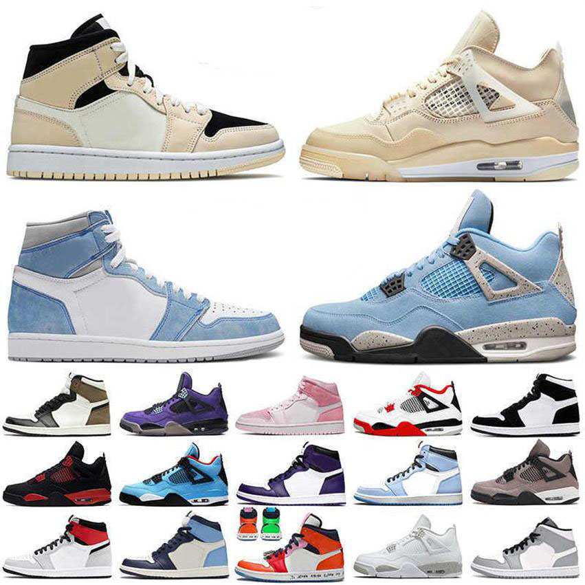 

2022 Barely Orange High Og Hyper Royal 1s Basketball Shoes Jumpman 1 Sail 4 University Blue 4s Women Mens Trainers Sneake, #19 sail 36-47