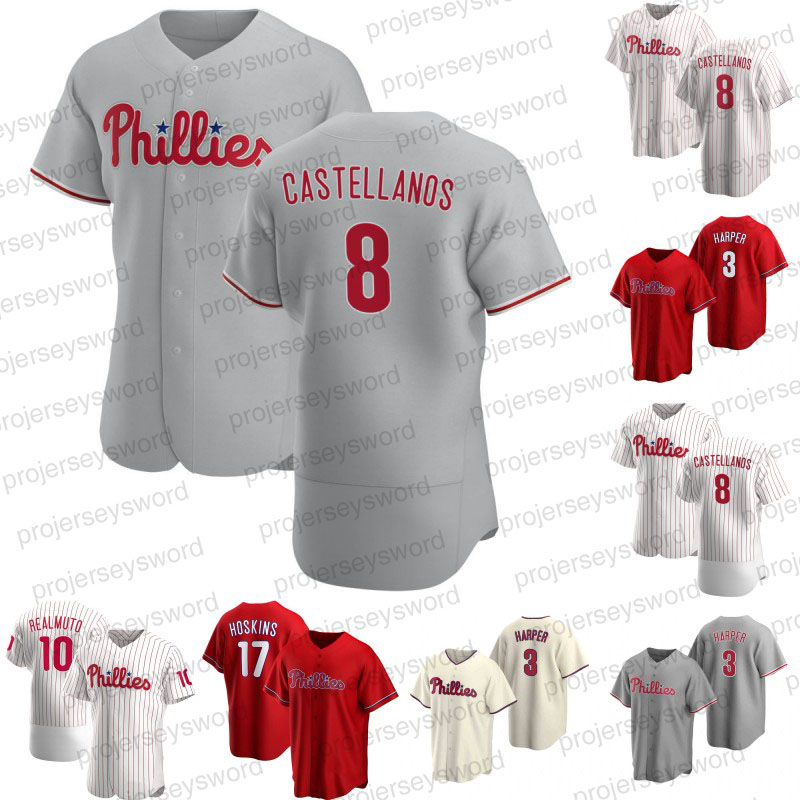 

Phillies Nick Castellanos Aaron Nola Jersey Odubel Herrera J.T. Realmuto Alec Bohm Rhys Hoskins Kyle Schwarber Matt Joyce McCutchen Didi Gregorius Brad Miller Jersey, Mens flex base red