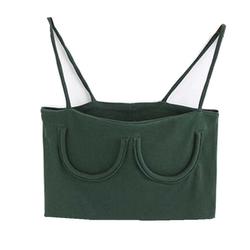 

Sexy Knitted Chest Crescent Moon Slash neck Camis Women Spaghetti Strap crop Top Camisetas Strappy Bra Tank Vest Tee 10 Style 220318, Dark green short