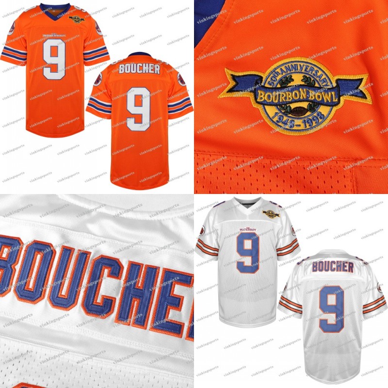 

The Waterboy Football Jersey #9 Bobby Boucher 50th Anniversary Stitched Movie Football Jerseys Men S- Orange White