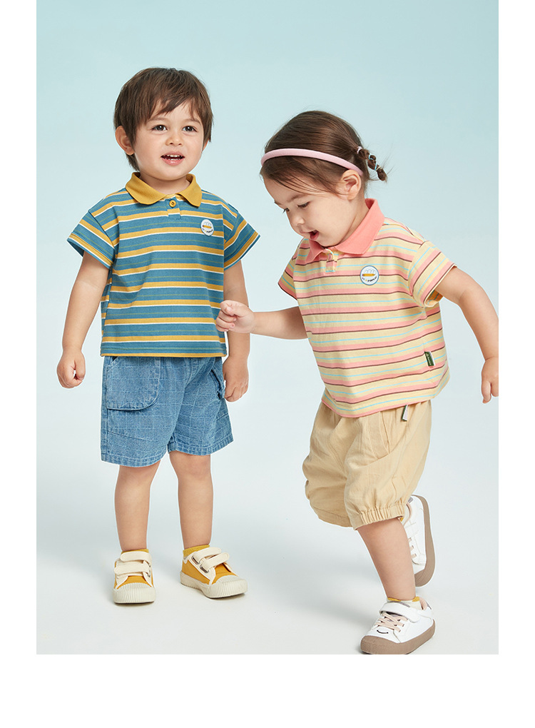 

Summer outside Wear boys Girls Short Sleeve Polo Shirts cotton t shirts, Pink