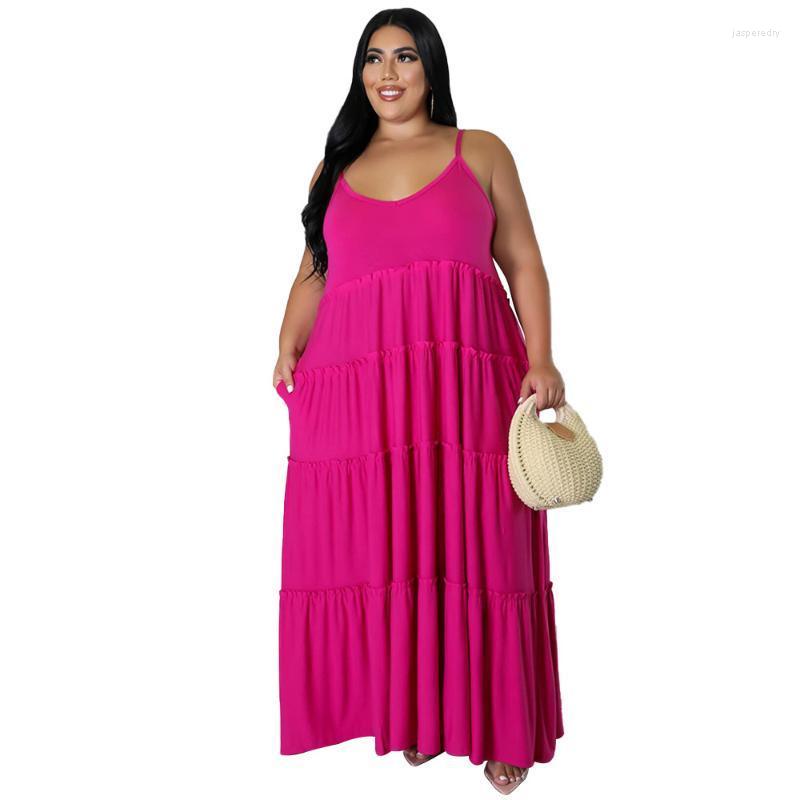 

Plus Size Dresses Spaghetti Strap Long Maxi Dress Women 4XL 5XL Elegant Sleeveless V Neck Loose Party Club Beach Holiday Jasp22, Blue