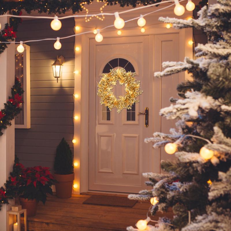 

Decorative Flowers & Wreaths For Front Door Artificial Fake Flower Wreath Round Floral Hangings All Seasons Farmhouse Welcome Garland Home, Gold