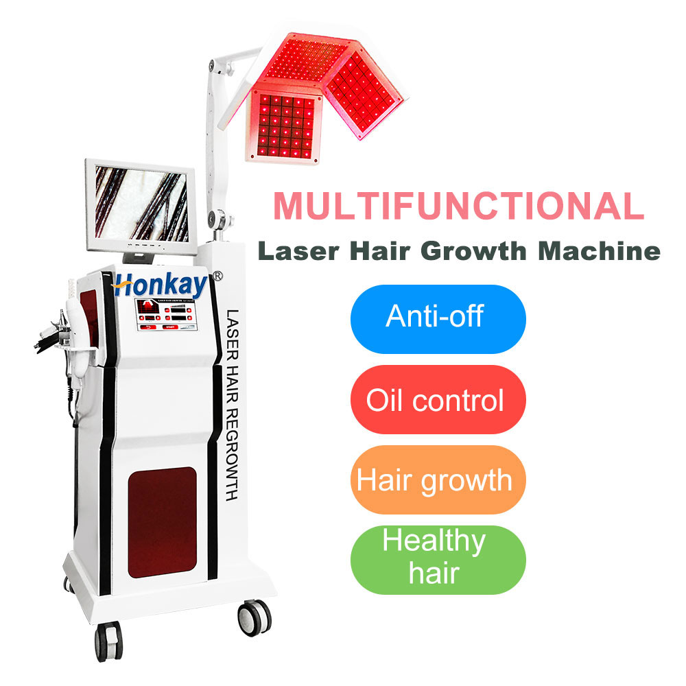 650 nm Hair Growth Machine Hair Loss Treatment Capillus Diode Laser Red Lasers Light 5 in 1 Equipment Nano Sprayer Detective Handle 9-position El