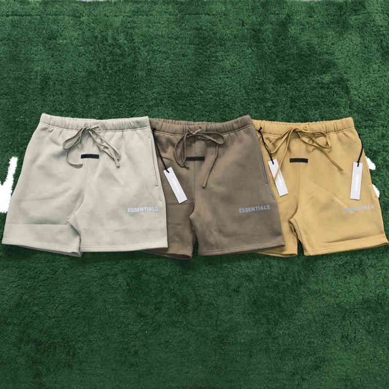 

Essentials of God 3m Reflective Letter Print Drawstring Shorts High Quality Hip Hop Streetwear New Season Short Pant, Khaki