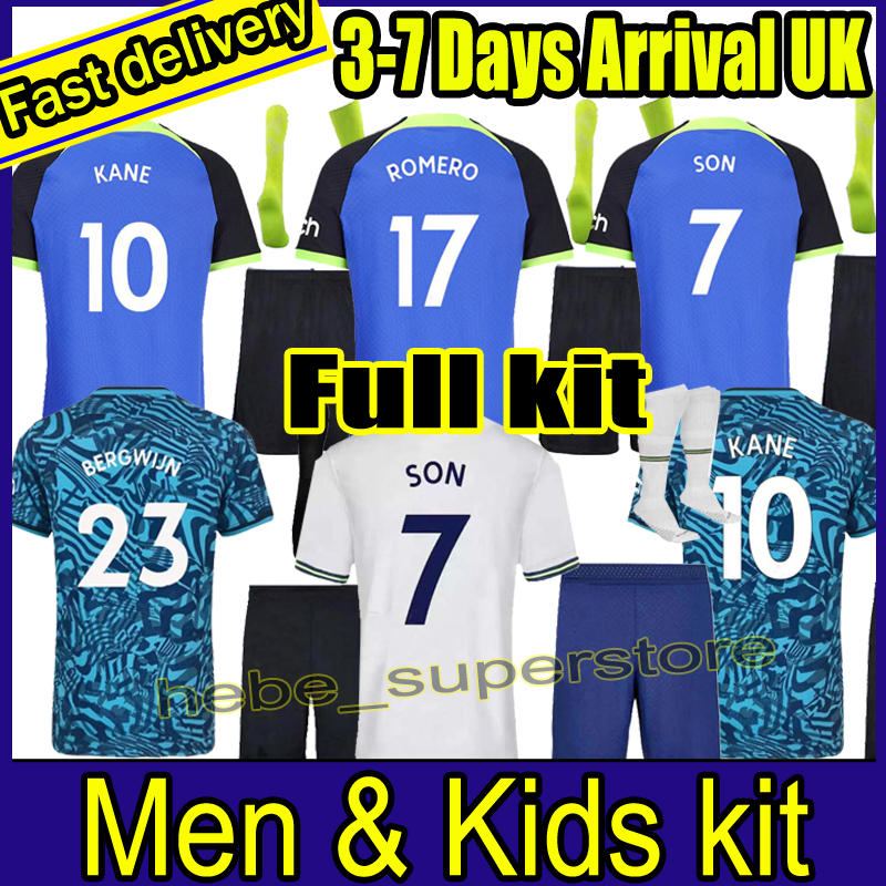 

22 23 Adult / Kids Full set with Socks KANE SON RICHARLISON Soccer Jerseys KULUSEVSKI HOJBJERG Away 2022 2023 PERISIC Third ROMERO Football kit shirt purple BENTANCUR