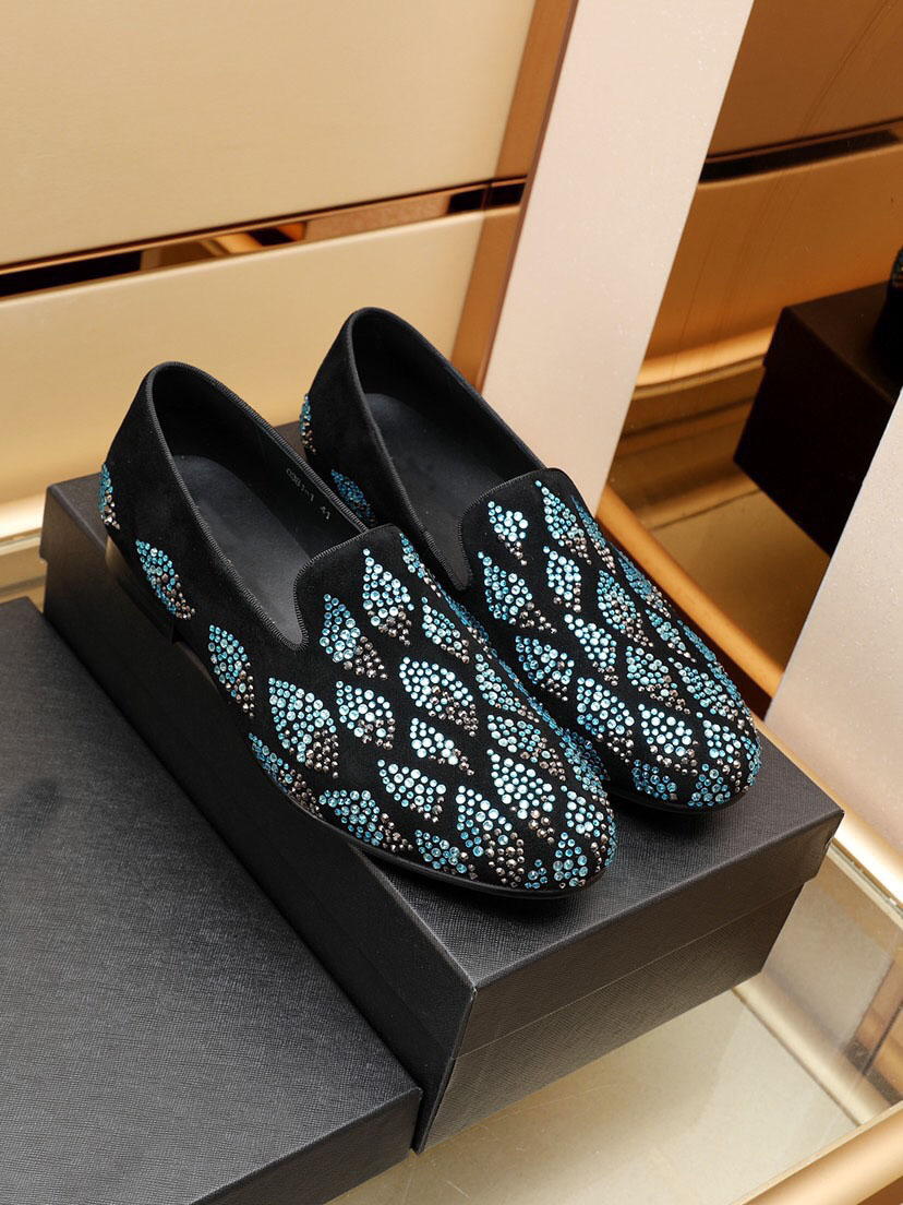 

2022 Men Fashion Famous Party Wedding Dress Shoes Designer Rhinestone Casual Loafers Classic Brand Business Flats Size 38-44, Blue