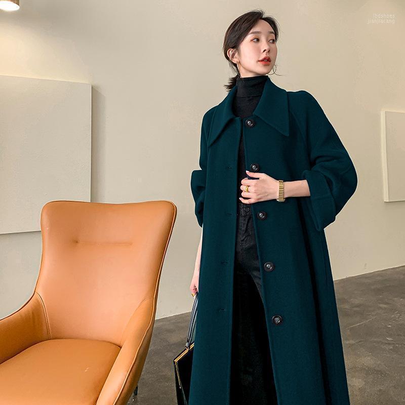 

Women's Wool & Blends 2022 Double Faced Cashmere Overcoat Long Korean, Black