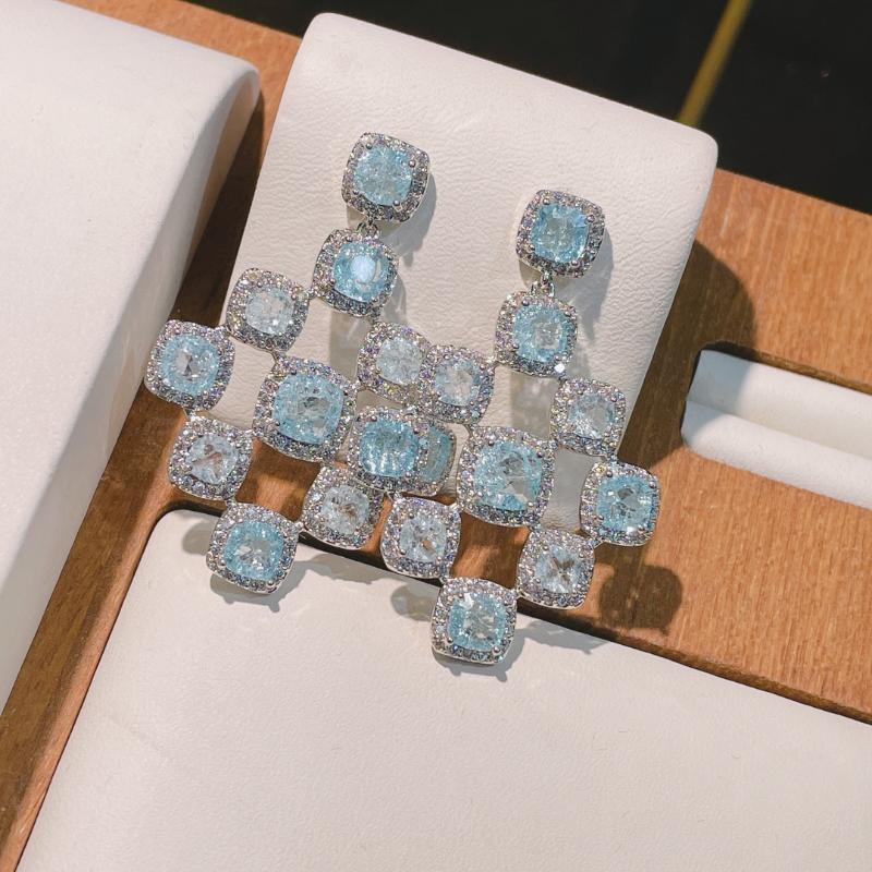 

Dangle & Chandelier Geometric Cubic Zircon Crystal Drop Earrings For Women Bridal Earring Aretes De Mujer Modernos 2022 E-1017Dangle Chandel