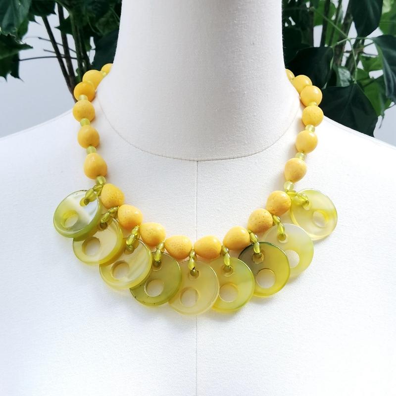 

Chokers Lii Ji Real Stone Yellow Green Necklace Coral Agates Choker 52cm Stock Sale Women JewelryChokers