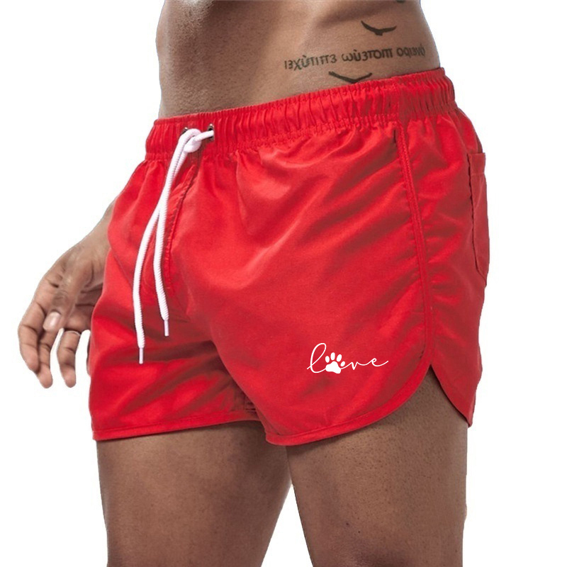 

Men s Sports Jogging Summer Quick Drying Shorts Printed Swim Surfing Beachwear Male Gym Casual Fitness 220616, Red