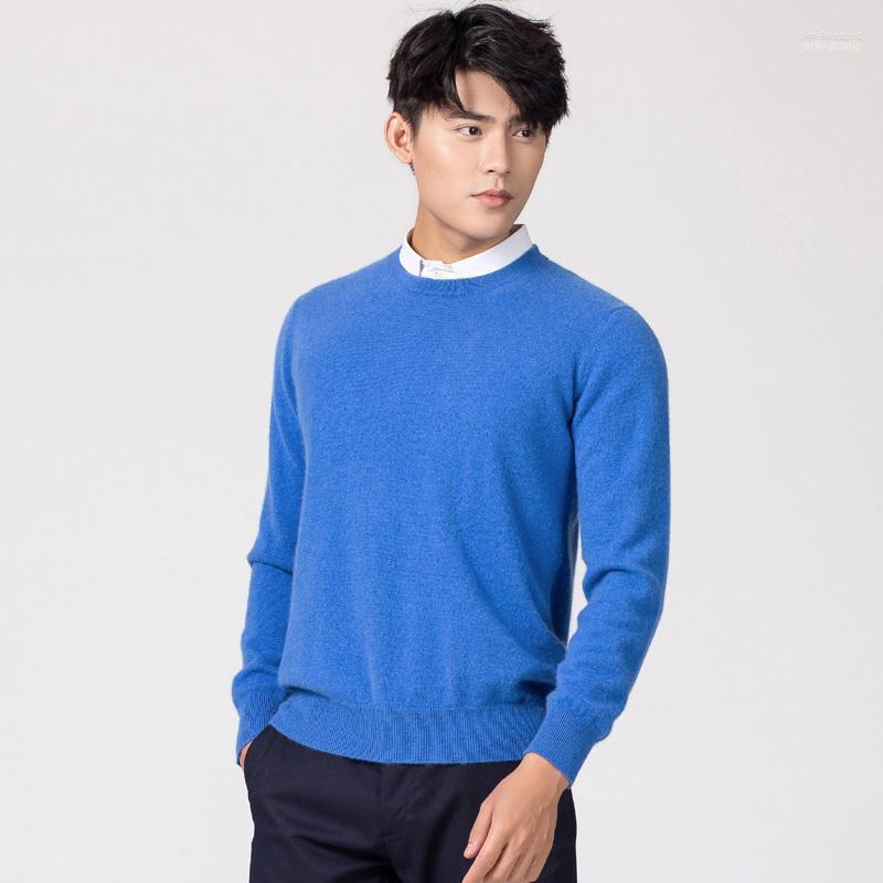 

Men's Sweaters Man Pullovers Winter Fashion Oneck Sweater Cashmere And Wool Knitted Jumpers Men Woolen Clothes Standard Male Tops Time22, Oneck blue