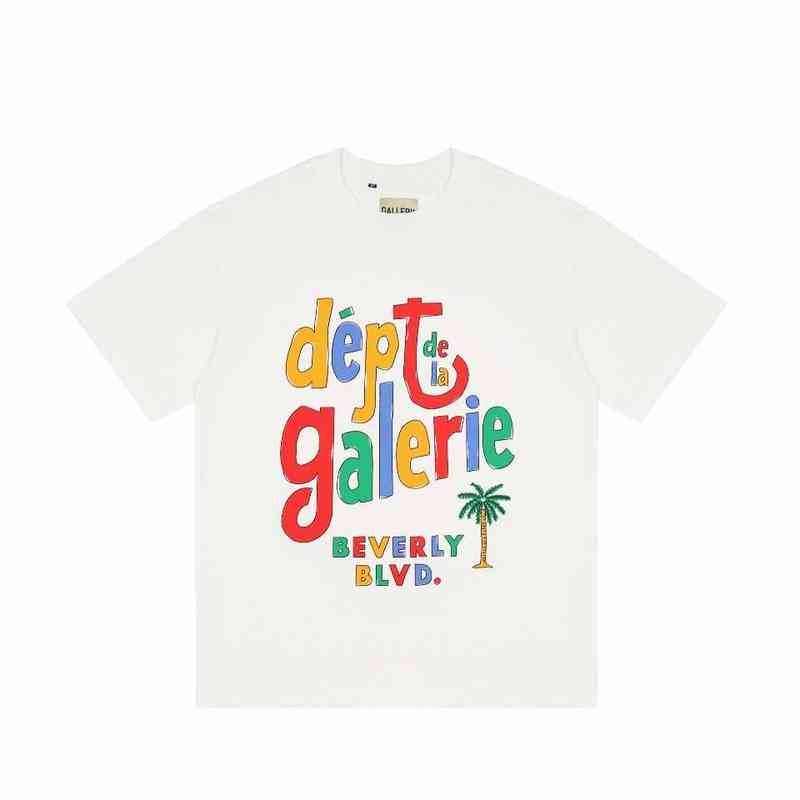 

Shirt fashion hip hop painted high quality Version 22ss Spring Summer New Gary Dept Rainbow Printed Short Sleeve T-shirt Lovers Unisex, White