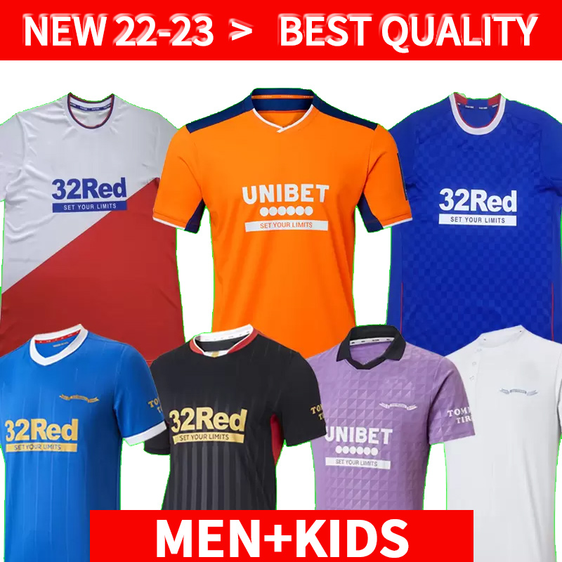 

2022 2023 Glasgow Rangers third Anniversary Soccer Jerseys Glasgow TRAINING CHAMPIONS 55 DEFOE HAGI BARKER KENT TAVERNIER 22 23 Football Shirts Men + kids kit home, Black