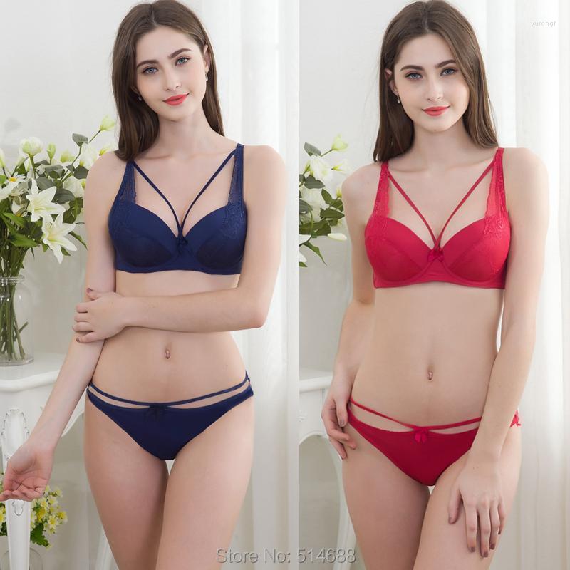 

Bras Sets 2022 Sexy Women Bra Set Push Up Three Quarters Brassiere Lace Hollow Out Briefs Underwear, White