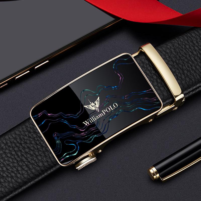 

Belts Leather Men's Belt Automatic Buckle High Grade Business Leisure BeltBelts, Black