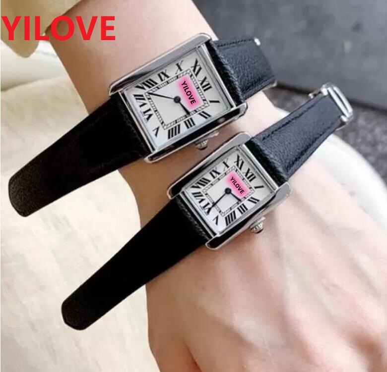 Classic Tank Ultra Thin Series Watch Women Men Genuine Leather nice square designer bracelet couple japan quartz movement Wristwatches montre de luxe gifts