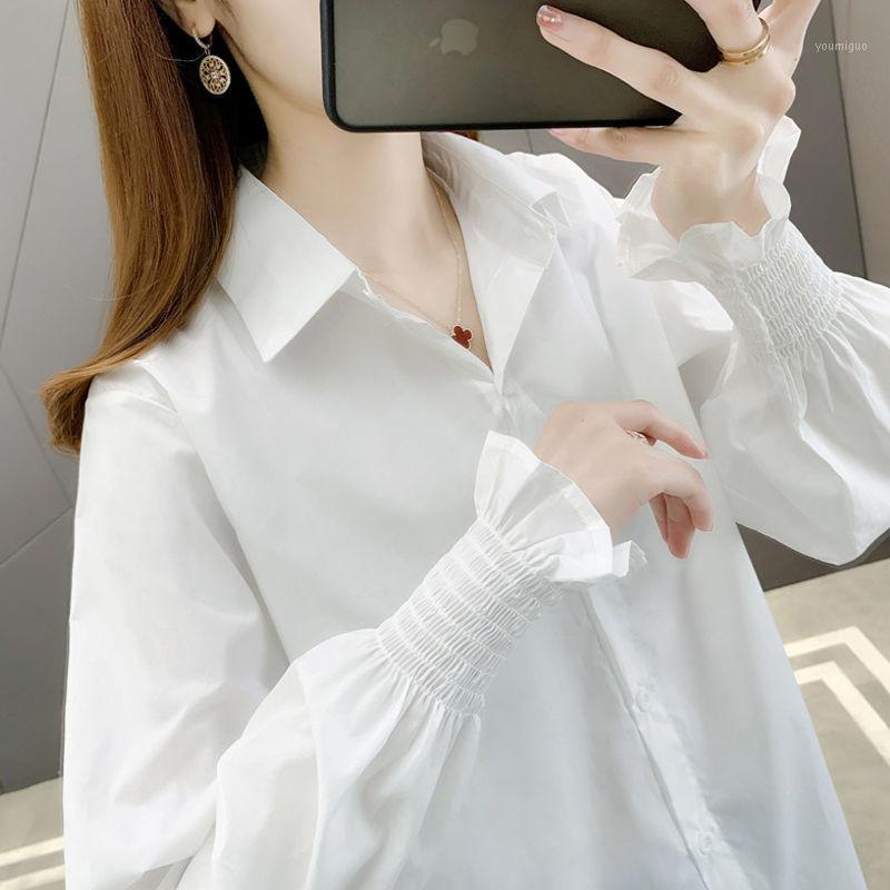 

Women' Blouses & Shirts White Women ' Shirt 2022 Summer Korean Style Long-Sleeved Casual Fashion Thin