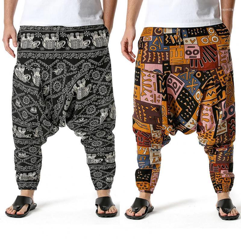

Men's Pants Men Printed Drop Crotch Summer Multi Pockets Loose Trousers For BeachMen's Naom22, Blue