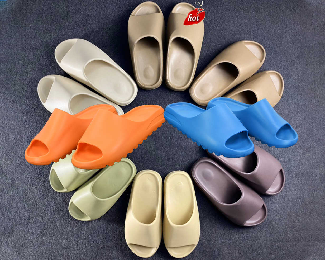 

2022 Slides Slippers Foam Runner Desert Sand Triple Black Bone White Resin Slide Sandal Outdoor Slipper With Box Full Size 4 -14, 3#fv8425