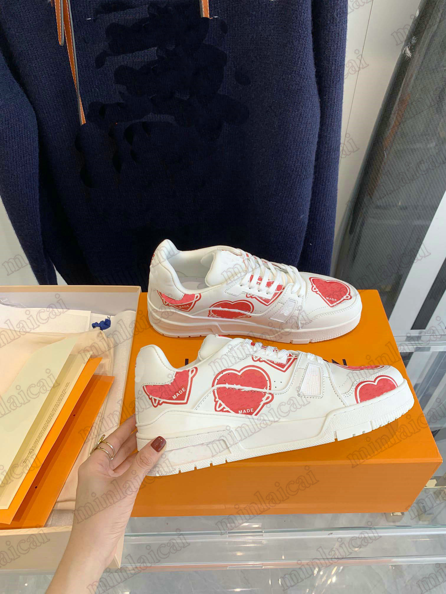 

NIGO X MADE Trainer Duck Graffiti Shoes Sneaker Low With Love Heart Casual White Women Trainers Sneakers Shoe, Customize