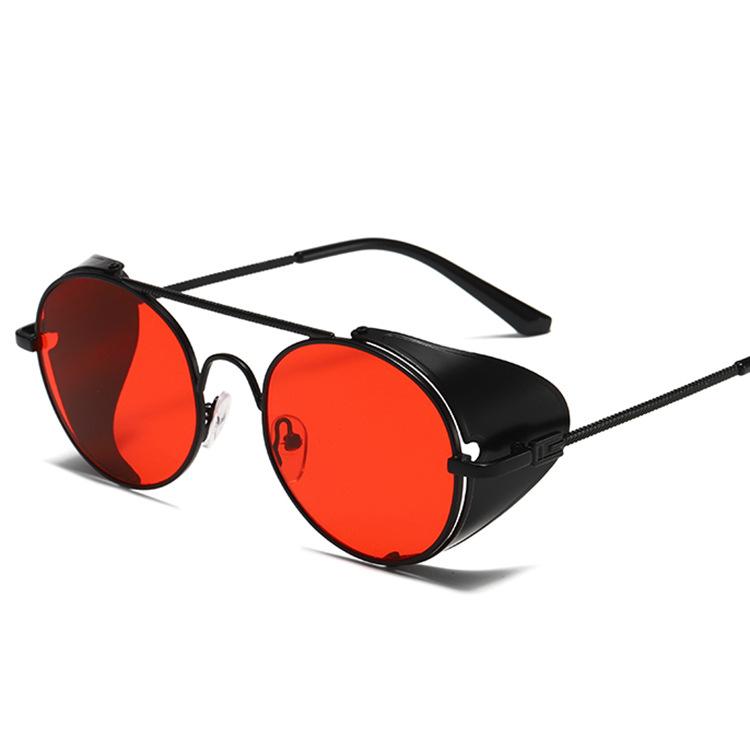 

Sunglasses Retro Gothic Steampunk Style Round Metal Frame Men Women Designer Shields Lens Sun Glasses Gafas De SolSunglassesSunglasses