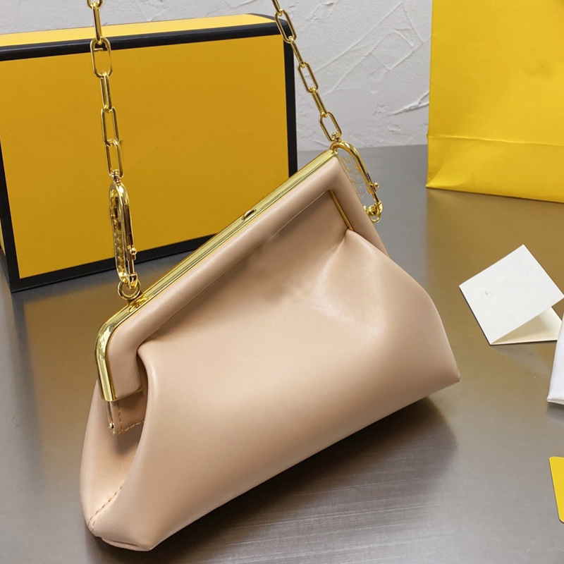 

Cross Body Bag Clutch Bags Messenger Purse Plain Chains Genuine Leather Irregular shape Fashion Hardware Hasp Removable Shoulder Strap Design Metallic Lady Purse, White
