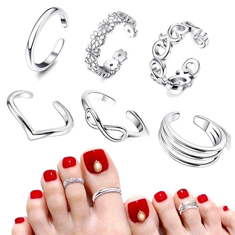 

Dainty Cute Silver Toe Ring Foot Finger Beach Sexy Body Jewelry for Women Adjustable