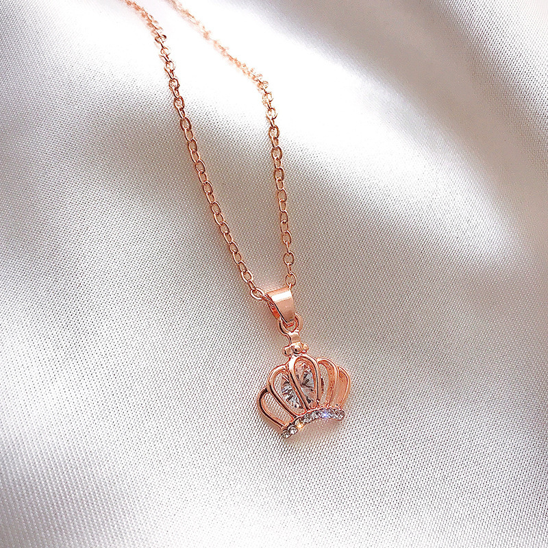 Swarovski element rose gold necklace female titanium steel does not fade 2022 new design sense of high-end light luxury-image-771226204