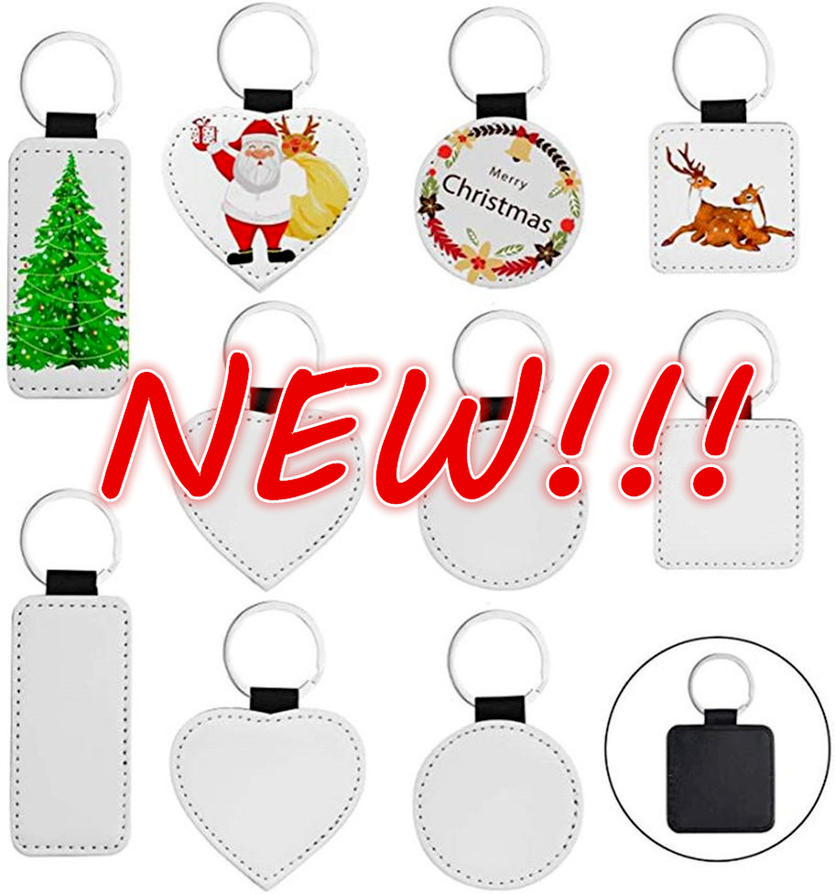 

DHL Sublimation Blanks Keychain PU Leather Keychain for Christmas Heat Transfer Keychain Keyring for DIY Craft Supplies sxa13