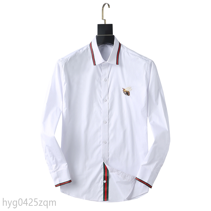 

2022ss Mens Shirt Top quality embroidery Long Sleeve letter Solid Color Slim Fit Casual Business clothing Long-sleeve shirt luxury designer Casual Shirts Size M-XXXL
