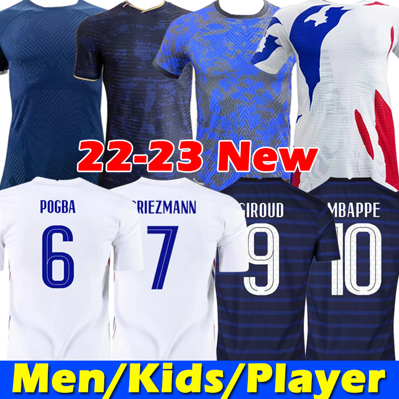 

French club Full Sets soccer jersey 2021 BENZEMA MBAPPE GRIEZMANN 22-23 World POGBA cup GIROUD KANTE Maillot de foot equipe Maillots Fans Player kid kit football shirt, 2020 home